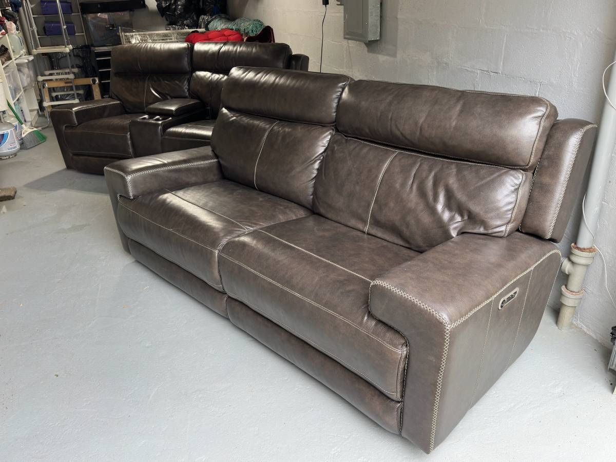 Olsen Brown Leather Reclining 2 & 3 Seater Sofa