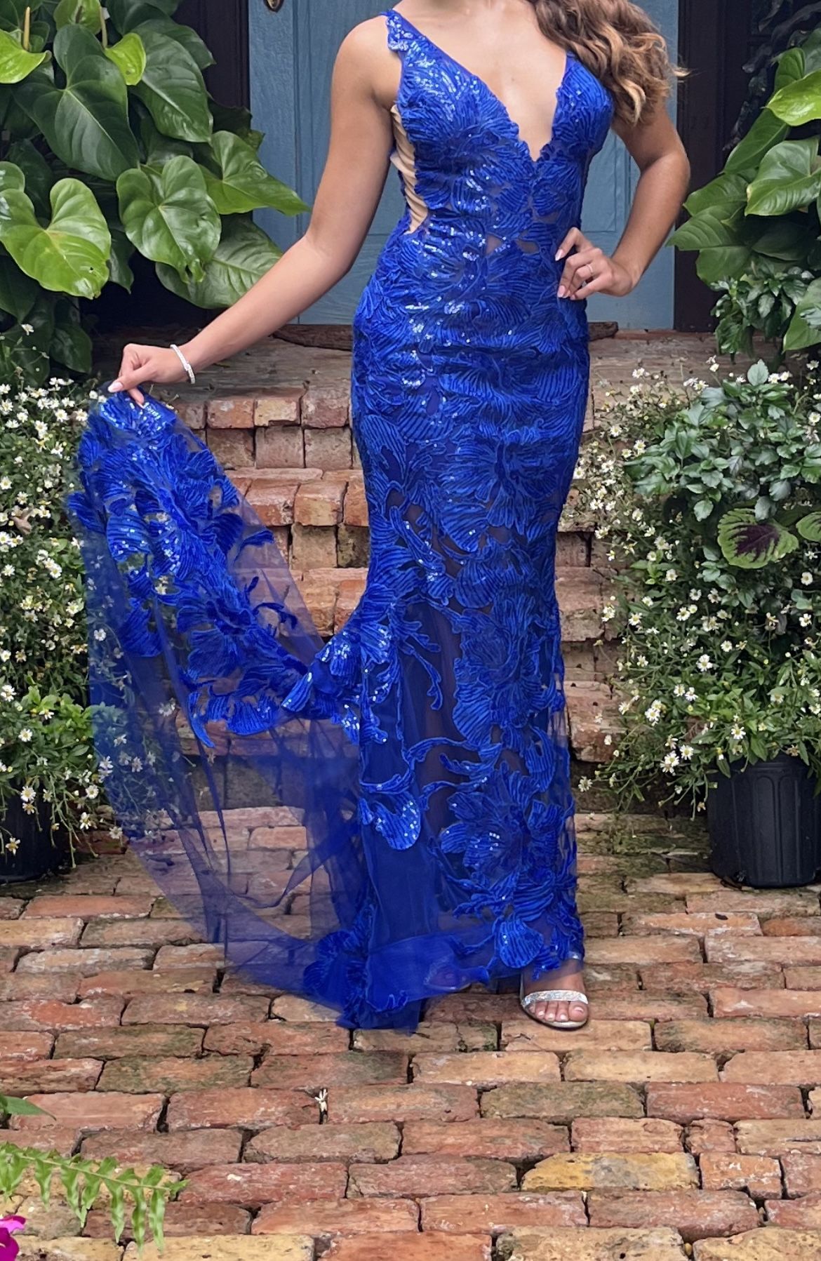 Beautiful Royal Blue Sequence Evening Gown