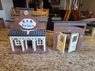 Small Hand Made Model Salloon + Jail