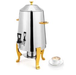ROVSUN 3.5 Gallon/13L Beverage Dispenser Gold Accent, Stainless Steel Coffee Chafer Urn