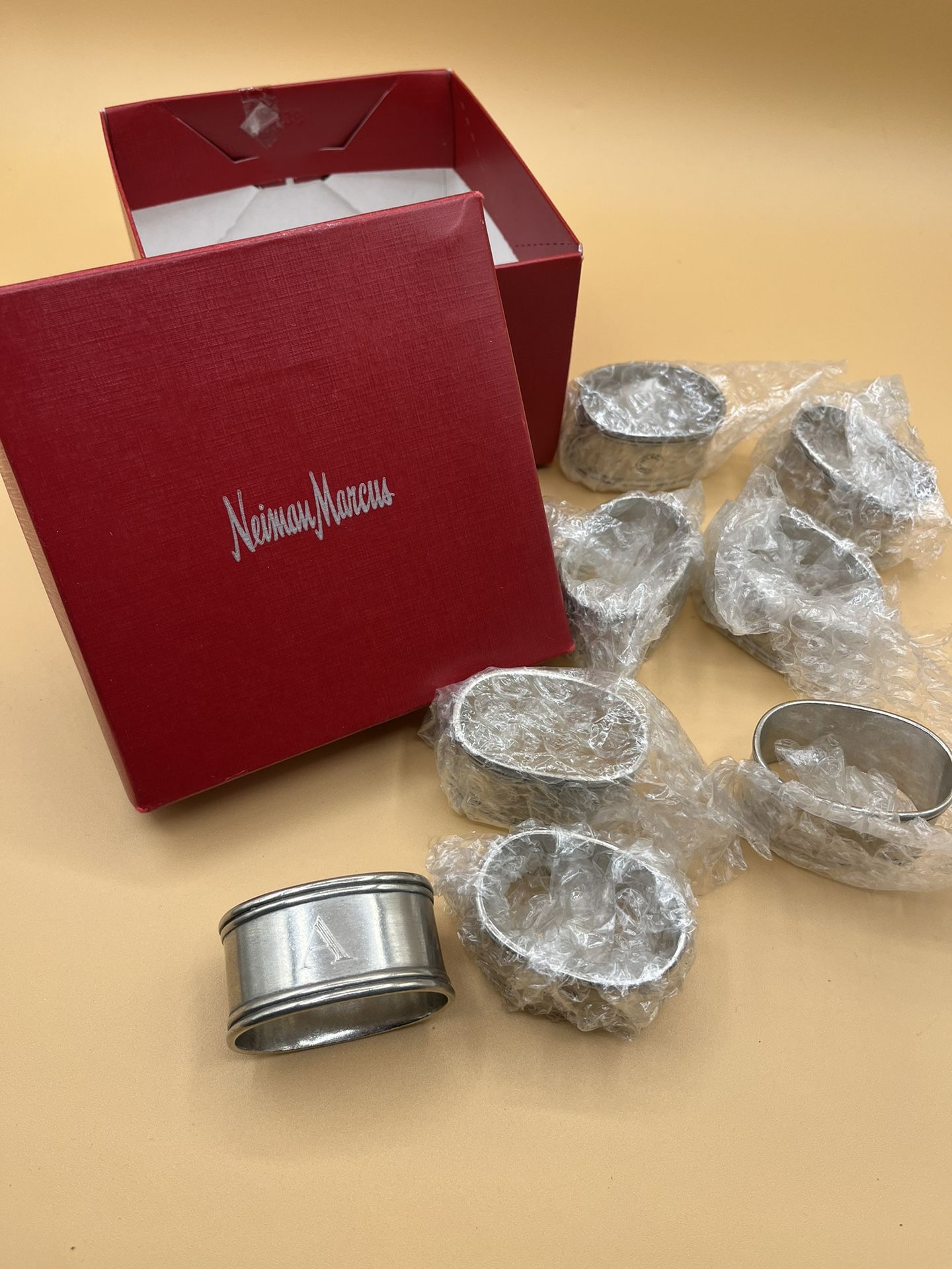 Vintage 95% Real Pewter Neiman Marcus Napkin Ring Holder