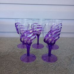 HALLOWEEN SKELETON HAND Acrylic Wine Glass Set of 5 Cups Purple Plastic