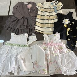 Lot Of Baby Girls Dresses- Size 6-12months