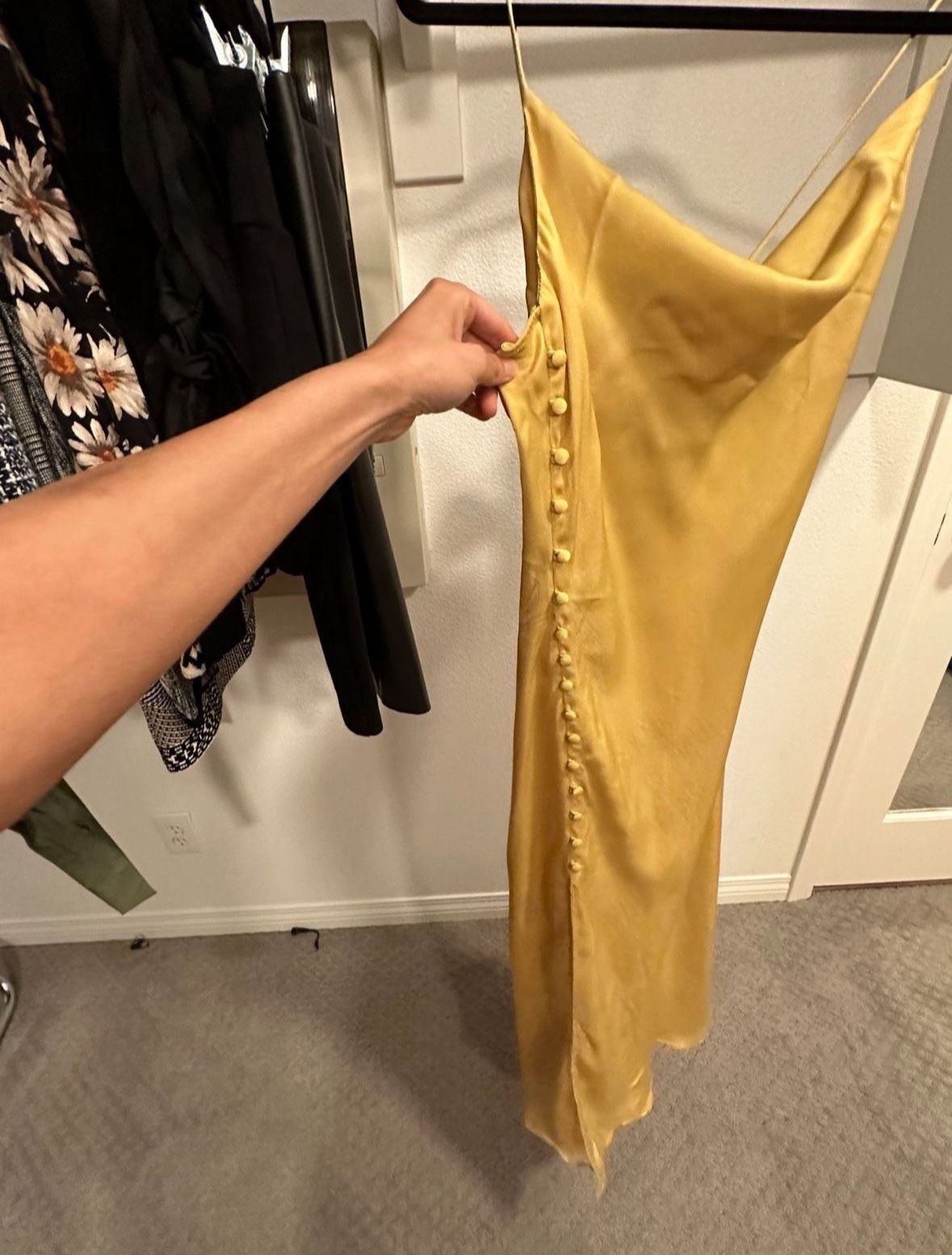 NWT Zara Silky Satin Cocktail Dress Button Detail