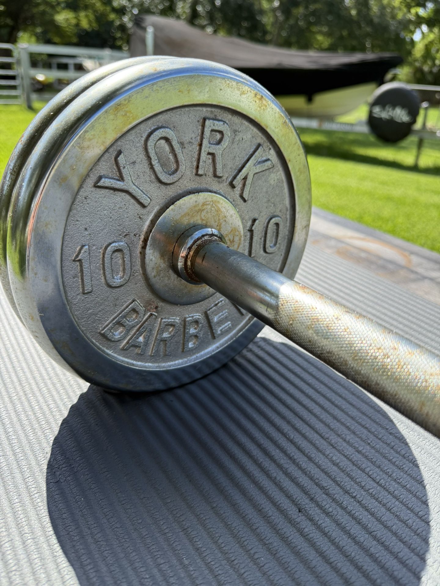 York Chrome Weights With Barbell