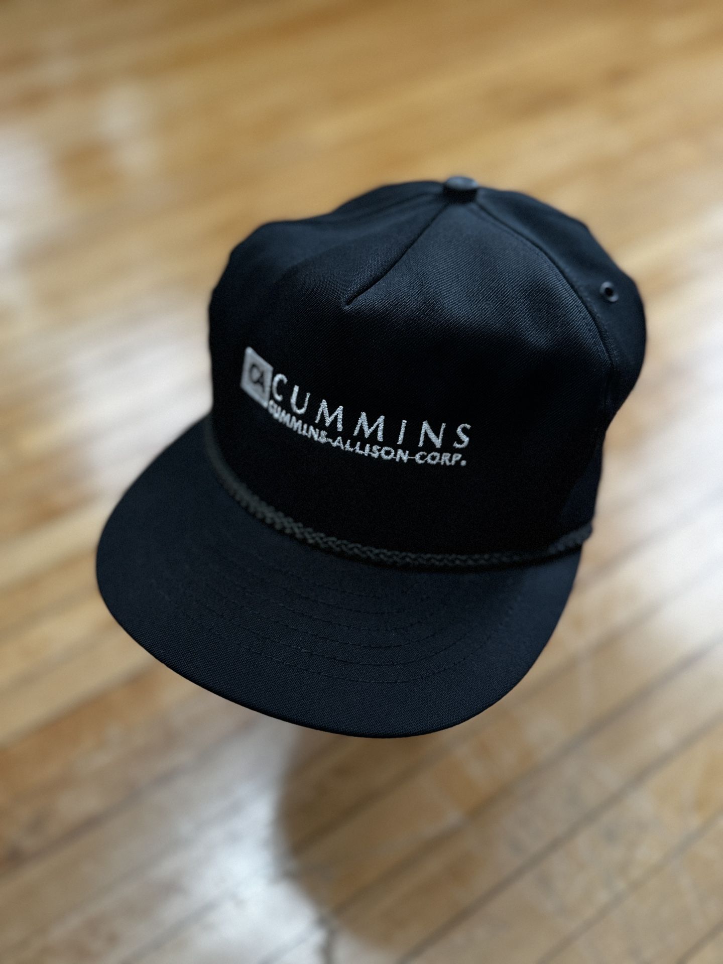 VTG 80s Cummins Allison Corp Black Snapback Trucker Hat Made in USA Sz. OS