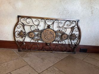 Uttermost Ornate Wrought Iron Wall Art Panel, 22” x 44”, Antiqued Bronze/Gold