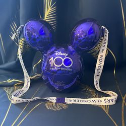  DISNEY 100TH ANNIVERSAY PURPLE MICKEY MOUSE POPCORN HOLDER EMPTY