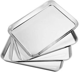 NEW Baking Sheets Set of 5, Stainless Steel Baking Pan Tray Cookie Sheet, Size 10 x 8 x 1 inch, Non Toxic & Healthy, Rust Free & Easy Clean