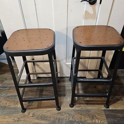 Vintage Metal Industrial Black Stool

