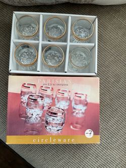 Circleware Parisian Gold Rim Shot Glass Set – 6 Pieces (New in Box)