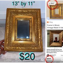 $20 Thick Gold accents mirror 13” by 11” sold as is