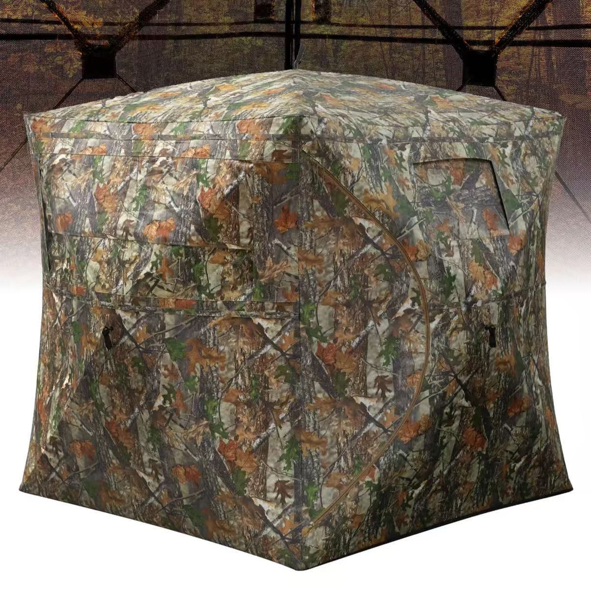 Hunting Blind, Pop Up Ground Blinds for 4-6 People, 116" 58" 66" H with 270° See Through Windows and Silent Magnetic Door, Lightweight for Outdoor