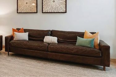 Restoration Hardware Maxwell Brown Leather Sofa