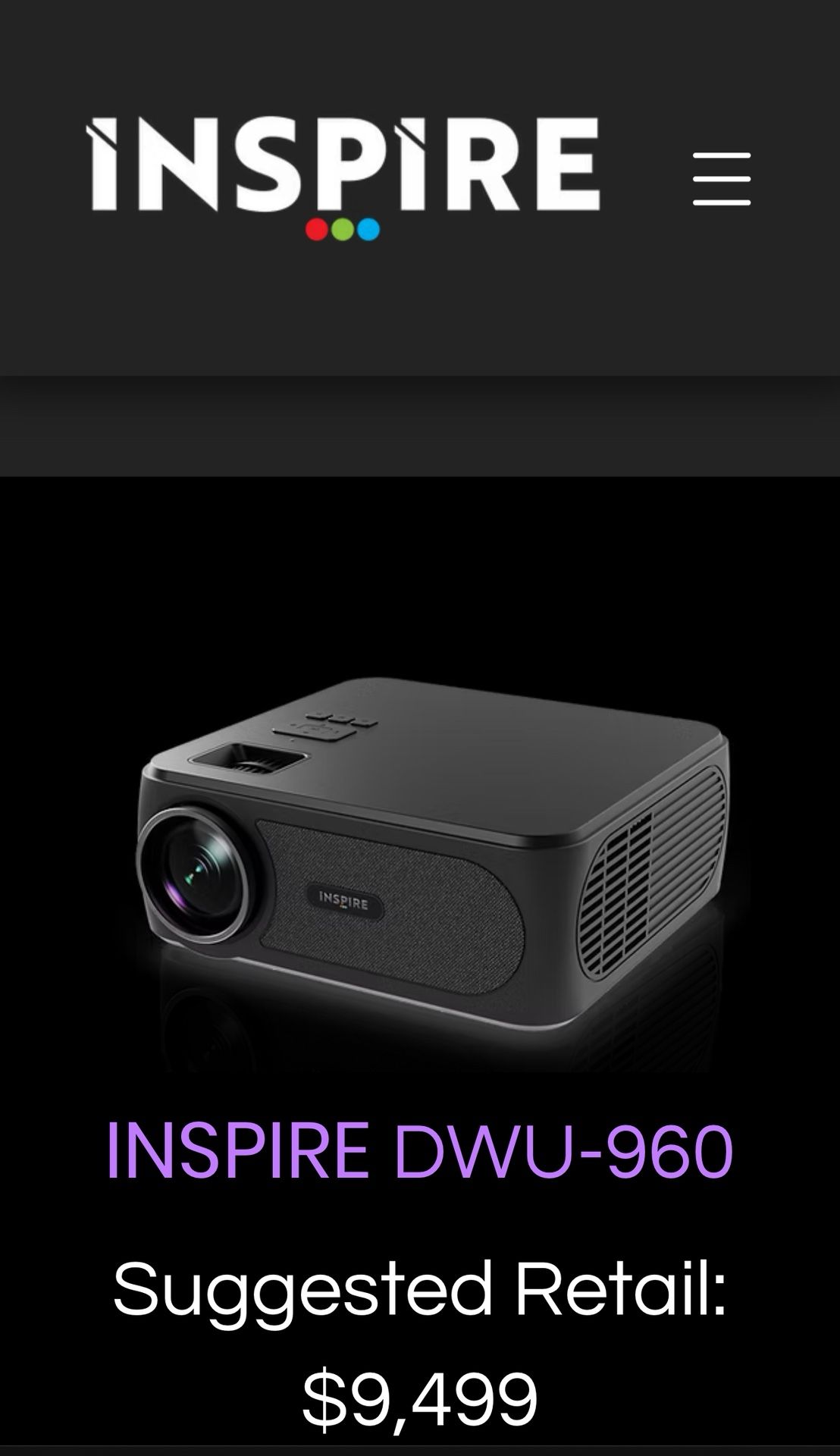 Inspire 960 Projector And Electric Screen 