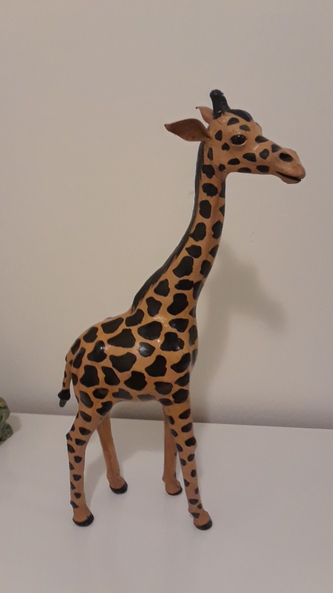 Large handmade leather giraffe figure