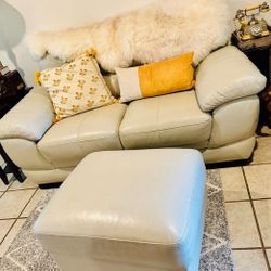 Living Room Furniture ; Leather Sofa / 2 Grey Recliners : 1 LayZBoy Recliner 