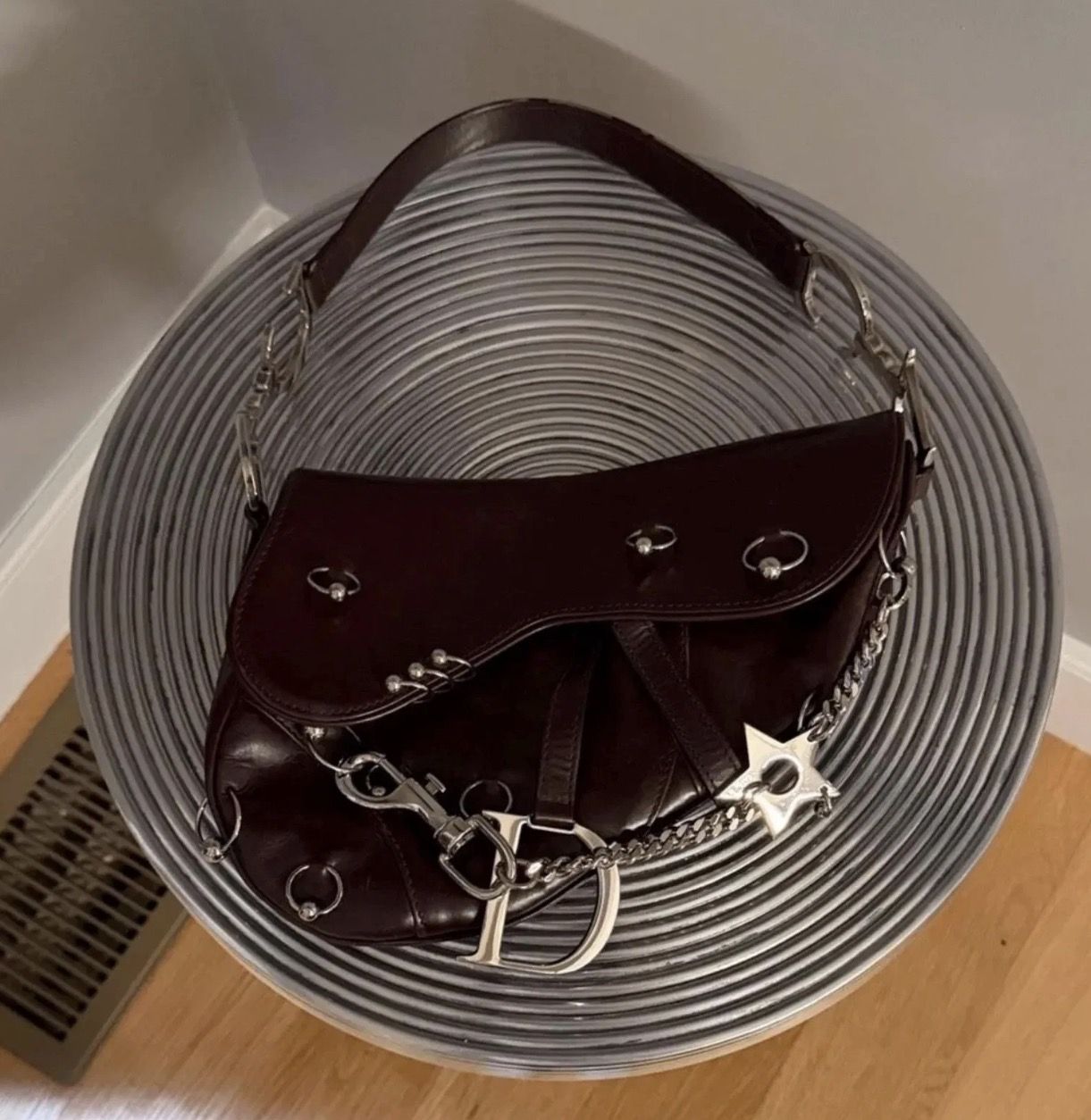 AUTHENTIC early 2000s y2k Dior pierced hardcore saddle shoulder 