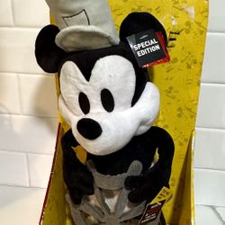 Disney Mickey Mouse Steamboat Willie 18 inch Plush IN BOX