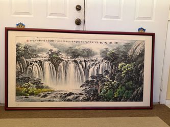 Large Waterfall Oriental Theme Painting