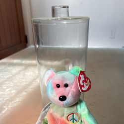 1996 Pink Blue Face Peace Bear With Case