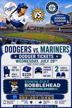 Dodgers v Mariners Wed 7/29