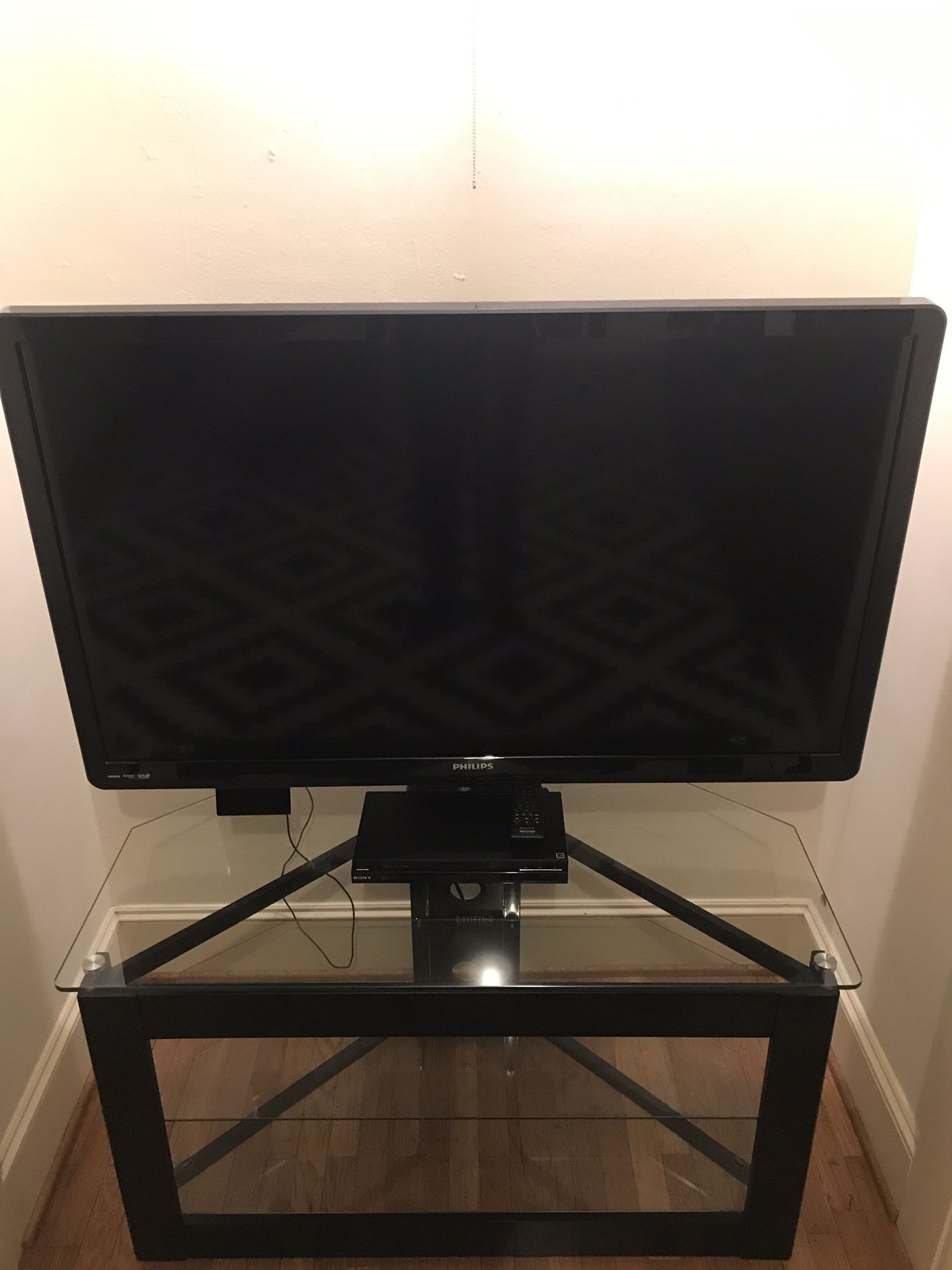 Glass & Black Metal TV Stand