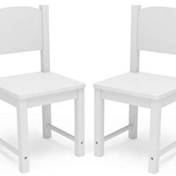 Timy Toddler Wooden Chair Pair, Kids Furniture for Eating, Reading, Playing 2 Pack (White)