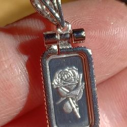 1g Rose Pendant .999 Fine Silver High Quality Jewelry Unisex