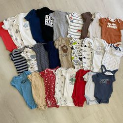 Bundle of 27 baby boy short sleeve onesies newborn - 3 months