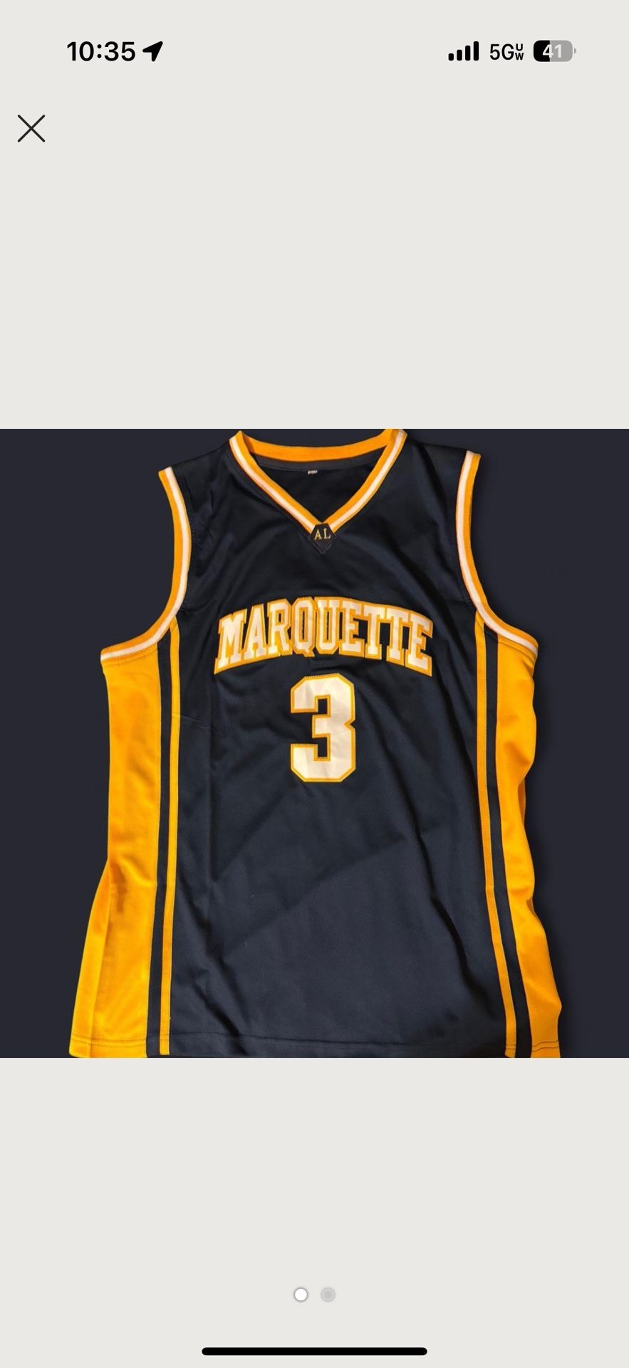 Dwayne Wade Marquette Jersey Size Large