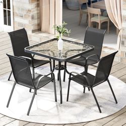 5 Piece Outdoor Patio Dining Set (Umbrella not Included),