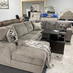 GRAY COLOR U SHAPED SECTIONAL COUCH SAME DAY DELIVERY By ASHLEY 