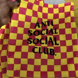 Anti Social Social Club Yellow and Pink Checkered Outfit