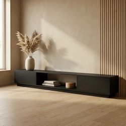 (Small damage) 109 IN W TV Stand Media Console Black