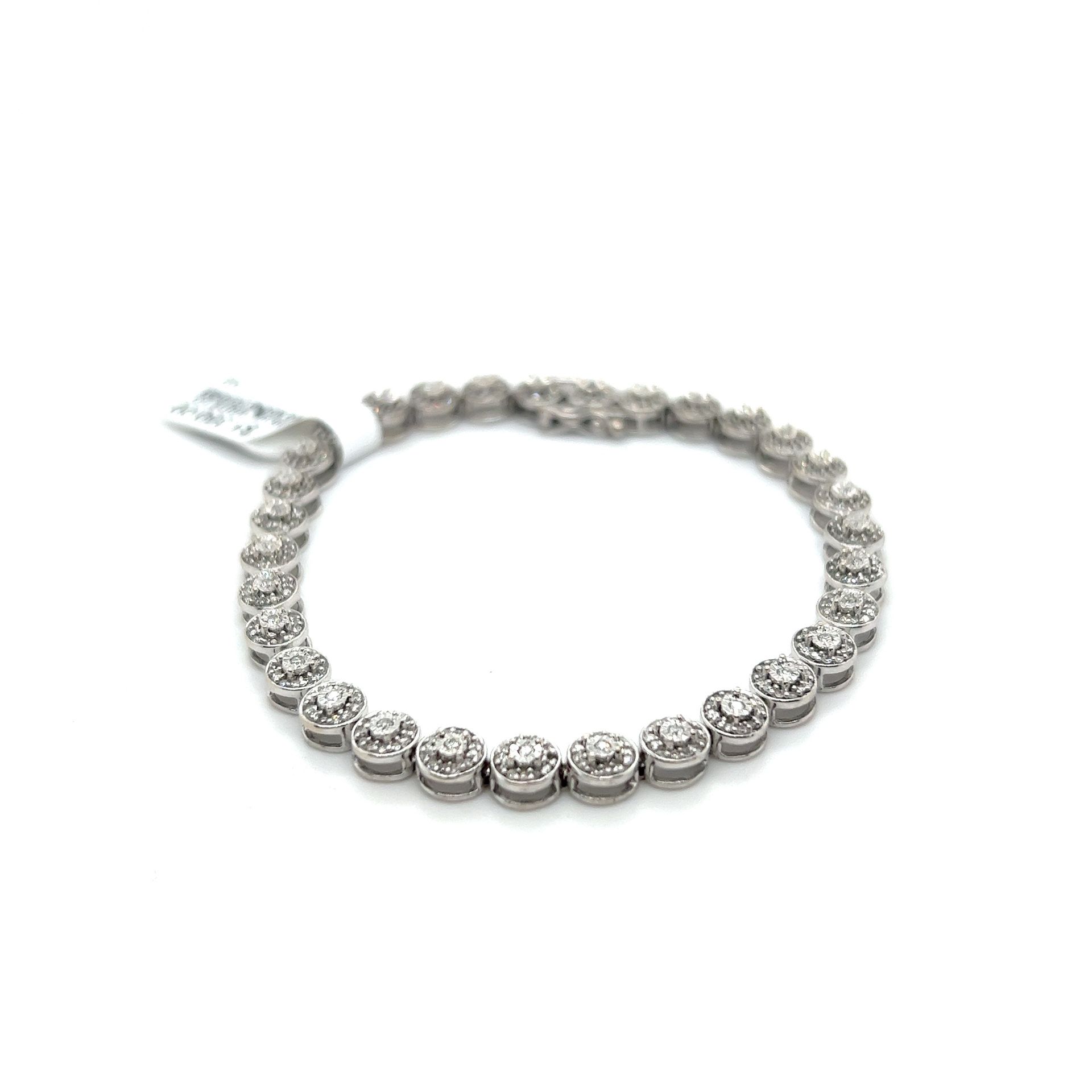 10kt White Gold Diamond Round Cluster Tennis Bracelet 10.10grams 7” 163804 11
