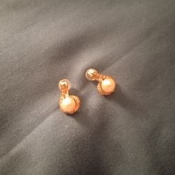 Rose Gold Earrings With Freshwater Pearls & Diamonds