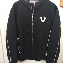 True Religion Men's Reflective Moto Jacket Jet Black MC431TF1