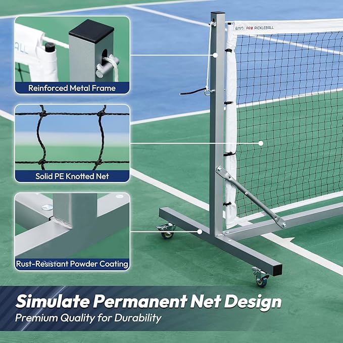 Portable Pickleball Net With Wheels A11n Sports Pro