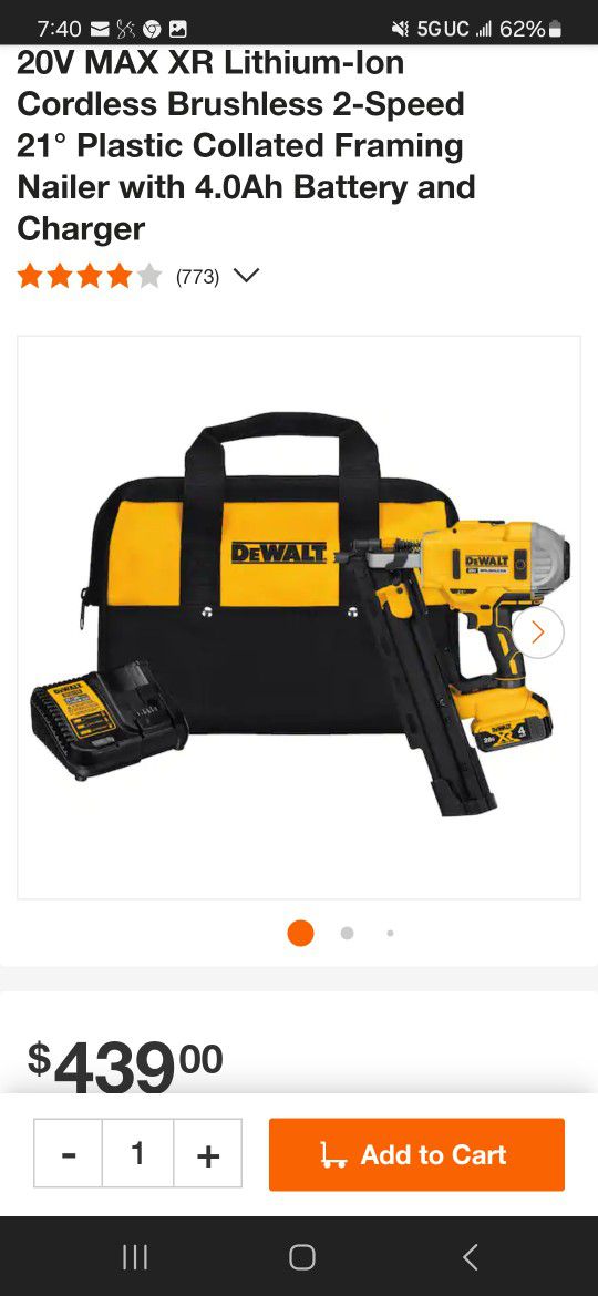 DEWALT

20V MAX XR Lithium-Ion Cordless Brushless 2-Speed 21° Plastic Collated Framing Nailer with 4.0Ah Battery and Charger

