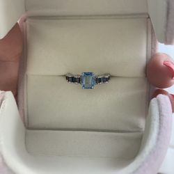 Blue Topaz And Blue sapphire Ring