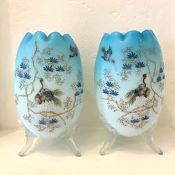 Antique Hand Painted Victorian Vases