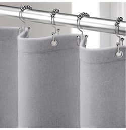 Gray Fabric Shower Curtain with Rings