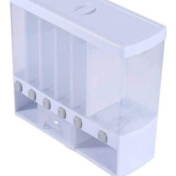 Wall Mounted Cereal and Dry Food Dispenser for Oats Candy Cereals Nuts Beans Raisins, 6 Compartments