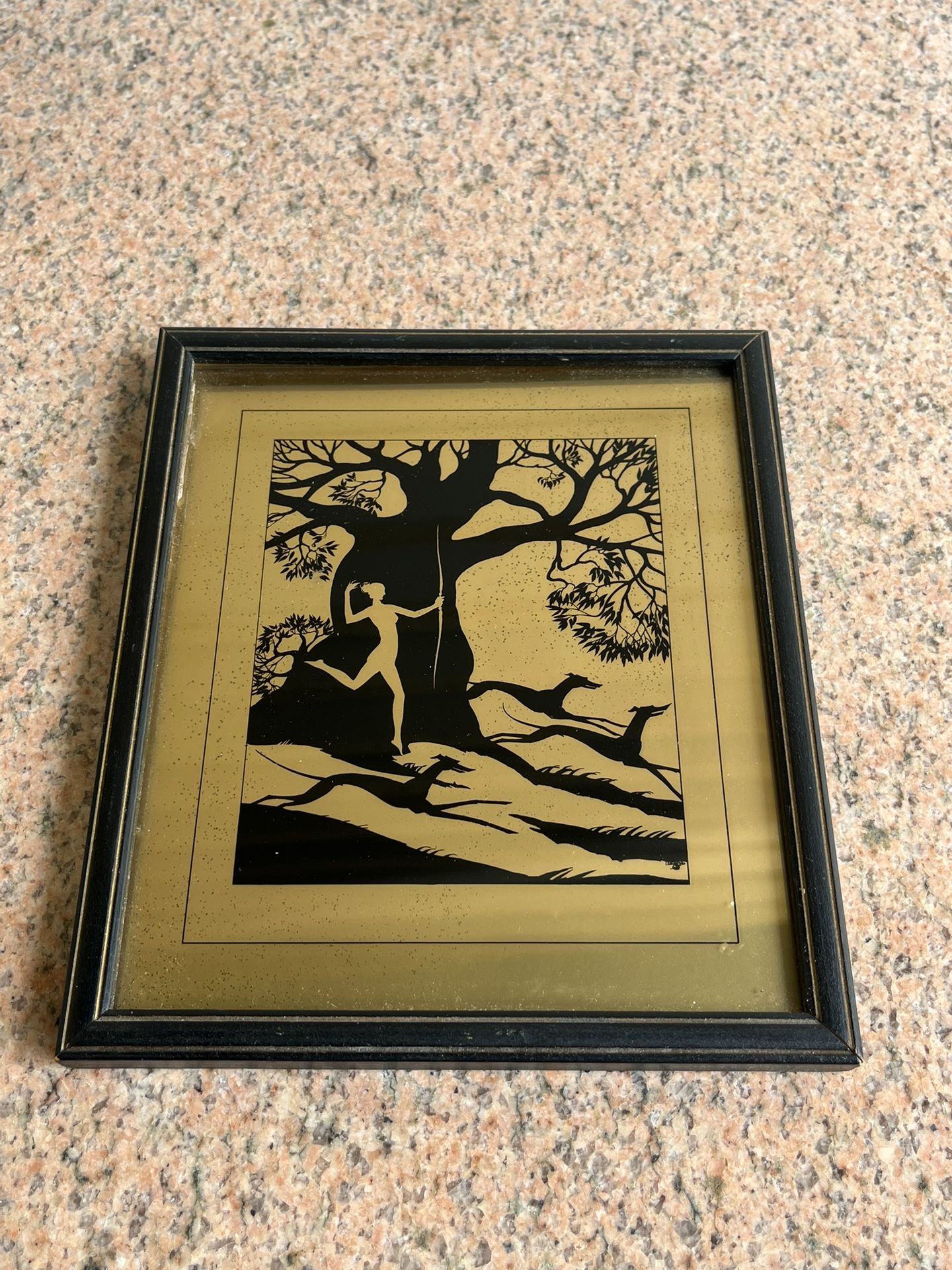 Antique Vintage Picture Silhouette In Frame