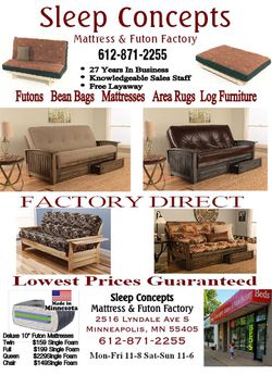 Full Wood futon set $298 - Futons Factory Direct! Uptown Minneapolis