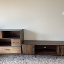 Brown Tv Stand And Cupboard 