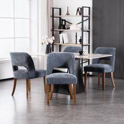 Wooden Dining Chairs Set of 4, Modern Fabric Upholstered Dining Room Chair Kitchen Chairs, Farmhouse Dinner Chair for Kitchen Dining Room, Navy