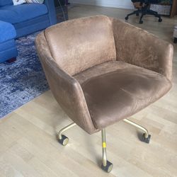 Faux Brown Suede Rolling Chair