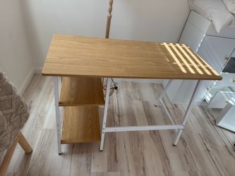 Desk with Open Storage Shelves, Oak